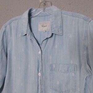 Rails Top Women‎ Small Blue Ingrid Anchors Chambray Lyocell Nautical Beachy